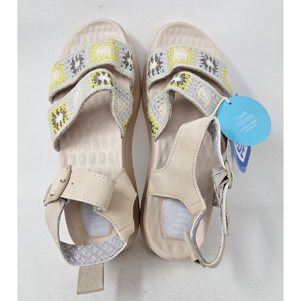 Hey Dude Delray Buckle Cottage Crochet Sandals Women's 6M Egret/Lavender NEW! - Picture 9 of 13